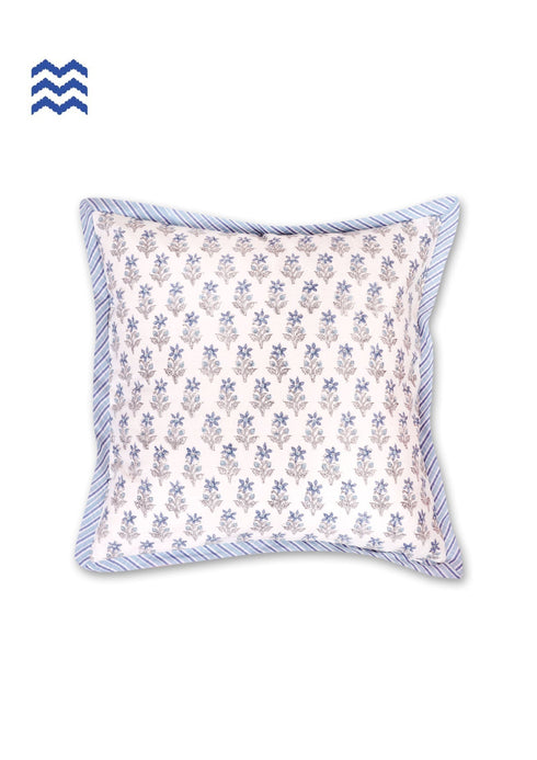 20s Cotton Cushion Cover in Block Print with Piping